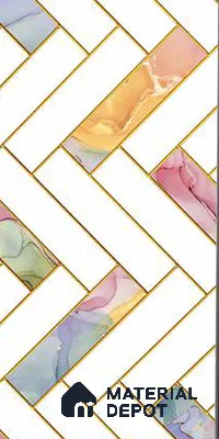 Glass Highlighter Wall Tile TL 12907 Rislet Multi 2 ft x 1 ft Glossy Finish Ceramic Tile - 9 mm | Suitable For Kitchen, Bathroom & Accent/Feature Wall