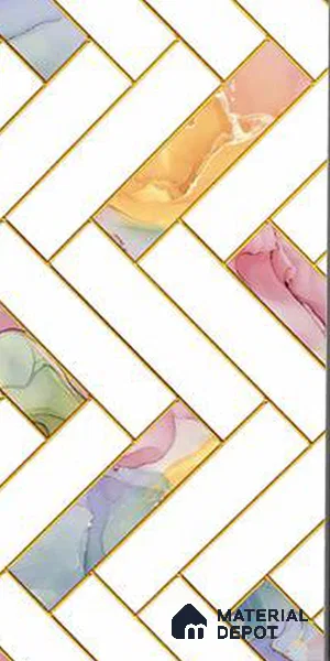 Glass Highlighter Wall Tile TL 12907 Rislet Multi 2 ft x 1 ft Glossy Finish Ceramic Tile - 9 mm | Suitable For Kitchen, Bathroom & Accent/Feature Wall