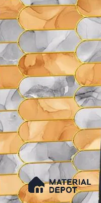 Glass Highlighter Wall Tile TL 12906 Sapir Multi Gold 2 ft x 1 ft Glossy Finish Ceramic Tile - 9 mm | Suitable For Kitchen, Bathroom & Accent/Feature Wall