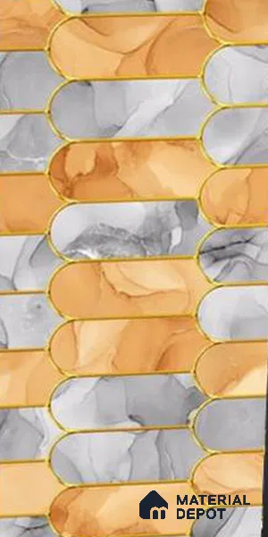 Glass Highlighter Wall Tile TL 12906 Sapir Multi Gold 2 ft x 1 ft Glossy Finish Ceramic Tile - 9 mm | Suitable For Kitchen, Bathroom & Accent/Feature Wall