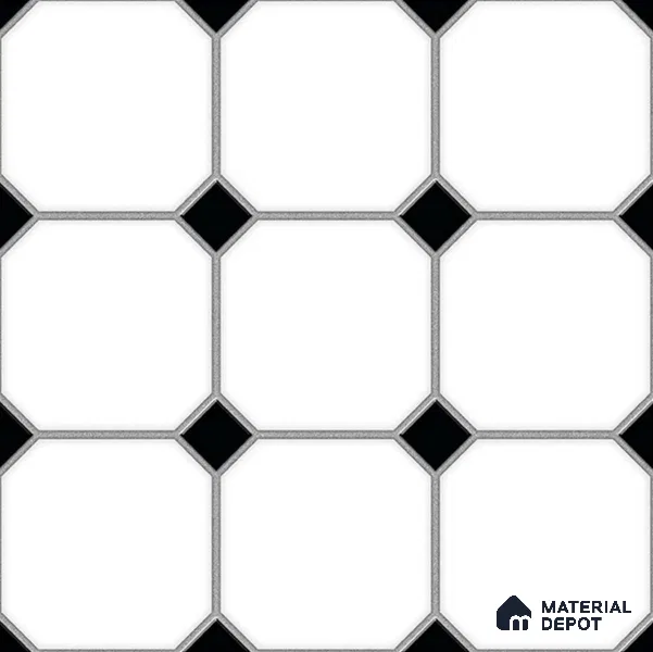 Moroccan Look Wall & Floor Tile TL 08460 Octane Moochrome 2 ft x 2 ft Porcelain Matte Finish - 8 mm | Suitable For Kitchen, Bathroom, Balcony | Please Expect a Slight Variation of Pattern