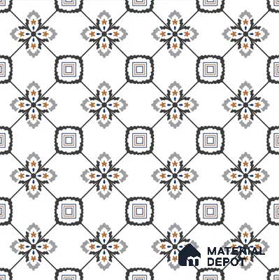 Moroccan Look Wall & Floor Tile TL 08462  2 ft x 2 ft Porcelain Matte Finish - 8 mm | Suitable For Kitchen, Balcony, Dining Area | Please Expect a Slight Variation of Pattern