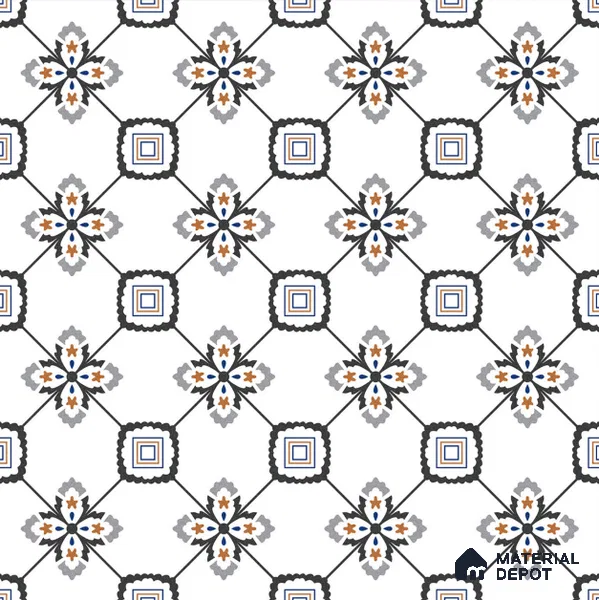 Moroccan Look Wall & Floor Tile TL 08462  2 ft x 2 ft Porcelain Matte Finish - 8 mm | Suitable For Kitchen, Balcony, Dining Area | Please Expect a Slight Variation of Pattern