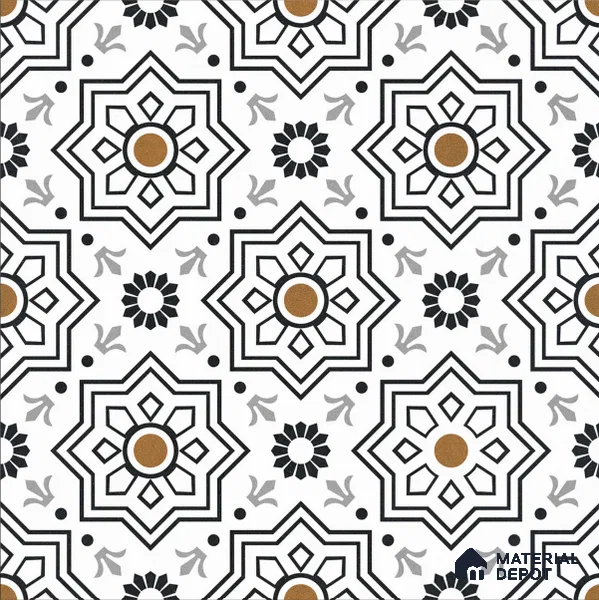 Moroccan Look Wall & Floor Tile TL 08461  2 ft x 2 ft Porcelain Matte Finish - 8 mm | Suitable For Kitchen Backsplash, Balcony, Dining Area | Please Expect a Slight Variation of Pattern