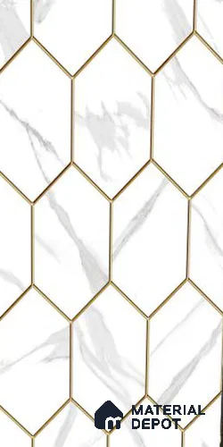 Glass Highlighter Wall Tile TL 12904 Sabed Gris Gold 2 ft x 1 ft Glossy Finish Ceramic Tile - 9 mm | Suitable For Kitchen, Bathroom & Accent/Feature Wall