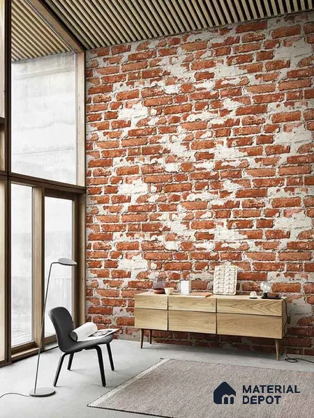 10221-1 | 5.18 Meter x 42 Inch PVC Brick Look Wallpaper - 59.5 Sq. Ft. | Minimum 15% wastage during installation