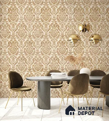 10265-2 | 17ft x 3.5 ft (42 Inches) Damask Look Wallpaper - 59 Sq. Ft. | Minimum 15% wastage during installation