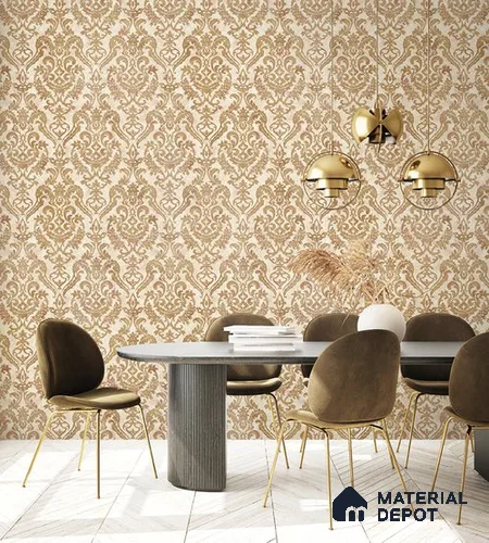 10265-2 | 17ft x 3.5 ft (42 Inches) Damask Look Wallpaper - 59 Sq. Ft. | Minimum 15% wastage during installation