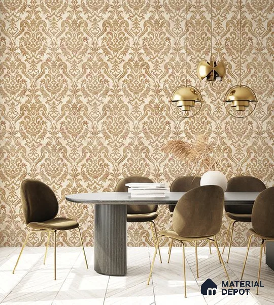10265-2 | 17ft x 3.5 ft (42 Inches) Damask Look Wallpaper - 59 Sq. Ft. | Minimum 15% wastage during installation