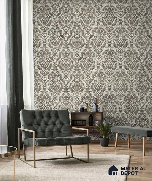 10265-3 | 17ft x 3.5 ft (42 Inches) Damask Look Wallpaper - 59 Sq. Ft. | Minimum 15% wastage during installation