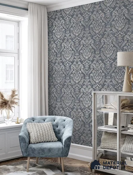 10265-4 | 17ft x 3.5 ft (42 Inches) Damask Look Wallpaper - 59 Sq. Ft. | Minimum 15% wastage during installation