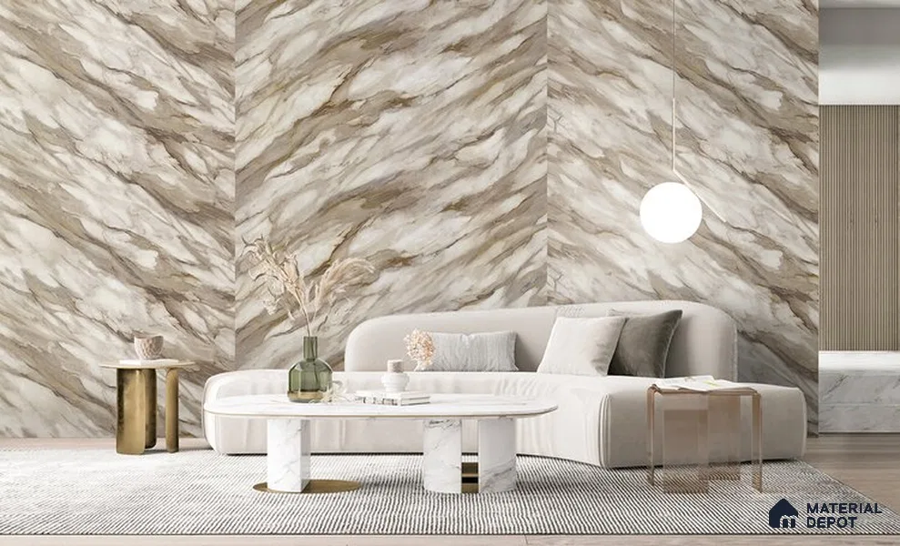 10279-4 | 17ft x 3.5 ft (42 Inches) Marble Look Wallpaper - 59 Sq. Ft. | Minimum 10% wastage during installation