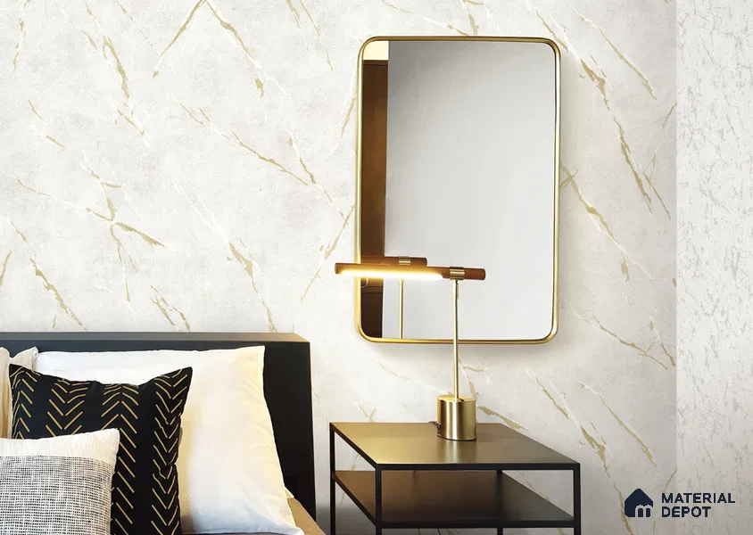 10323-1 | 17ft x 3.5 ft (42 Inches) Marble Look Wallpaper - 59 Sq. Ft. | Minimum 10% wastage during installation
