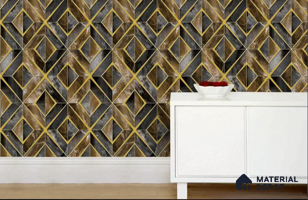 RG7034 | 10 Meter x 20.86 Inches Geometric Look PVC Wallpaper - 56.94 Sq. Ft | Minimum 15% wastage during installation