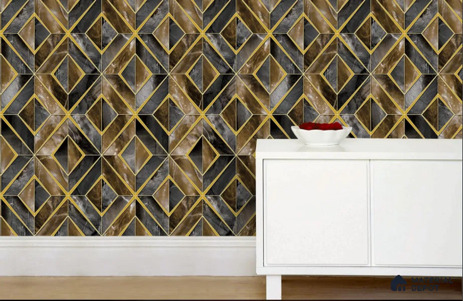 RG7034 | 10 Meter x 20.86 Inches Geometric Look PVC Wallpaper - 56.94 Sq. Ft | Minimum 15% wastage during installation