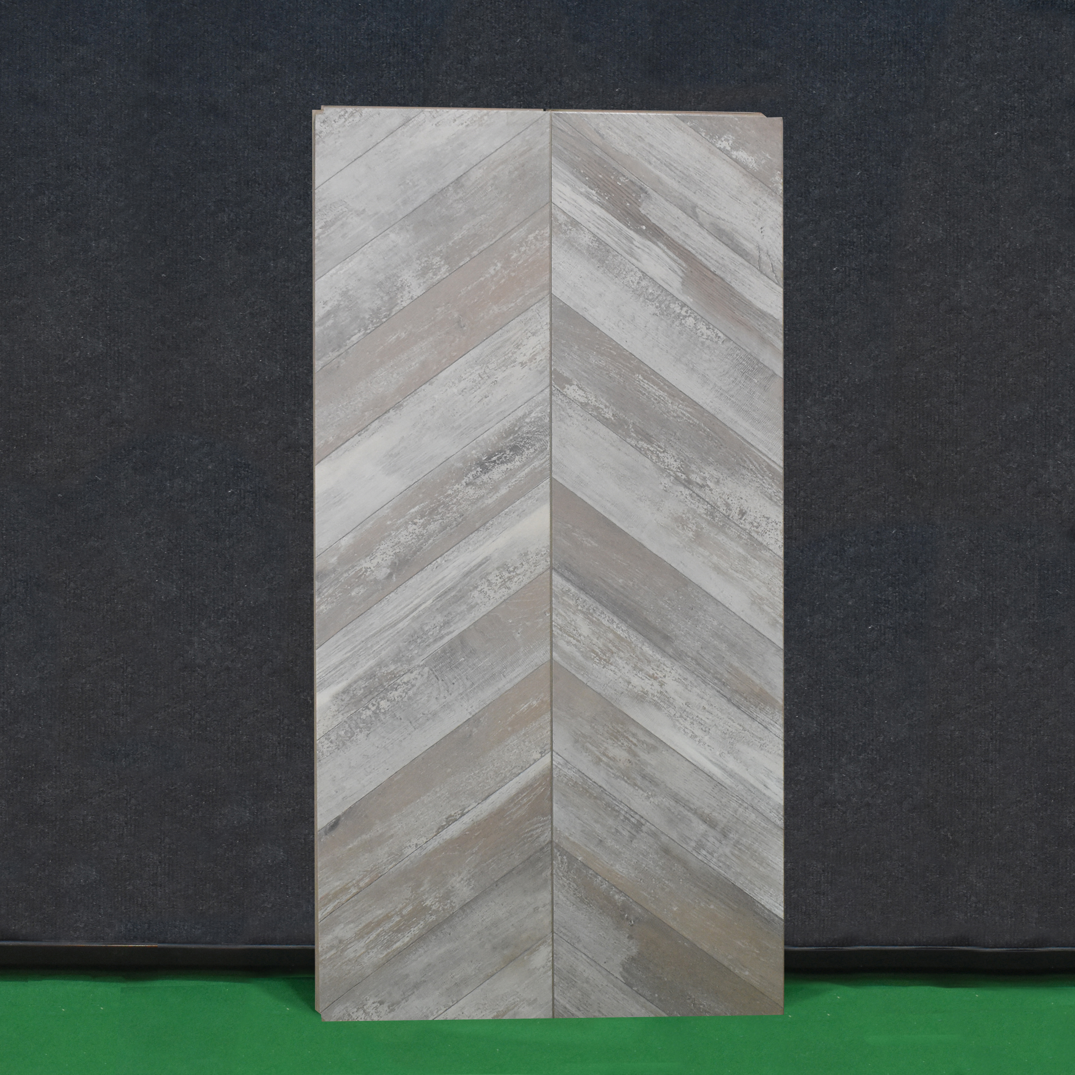 HDF Fish Bone Laminate Wood Floor AC5 Class 33 Grade Chevron Oak Rustic LF 00302 E 48 x 12 inch (1220x300 mm) - 8 mm | Natural Wood Grain Surface | V Groove | Unilin Click Locking System Unilin Click Locking System with Moisture Resistant Yellow Backing | European Designs | 12-15 Years Warranty