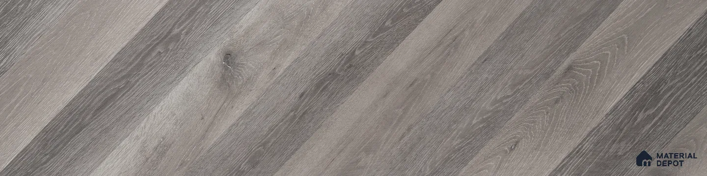 HDF Fish Bone Laminate Wood Floor AC5 Class 33 Grade Chevron Ash Oak Noir LF 00302 48 x 12 inch (1220x300 mm) - 8 mm | Natural Wood Grain Surface | V Groove | Unilin Click Locking System Unilin Click Locking System with Moisture Resistant Yellow Backing | European Designs | 12-15 Years Warranty