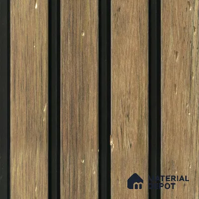 Brown Wooden Louver  4502 8 ft x 4.9 inch Charcoal Panel - 11 mm | Suitable for Feature Wall, TV Unit & Living Room | Width is Subjected to 5% Variation