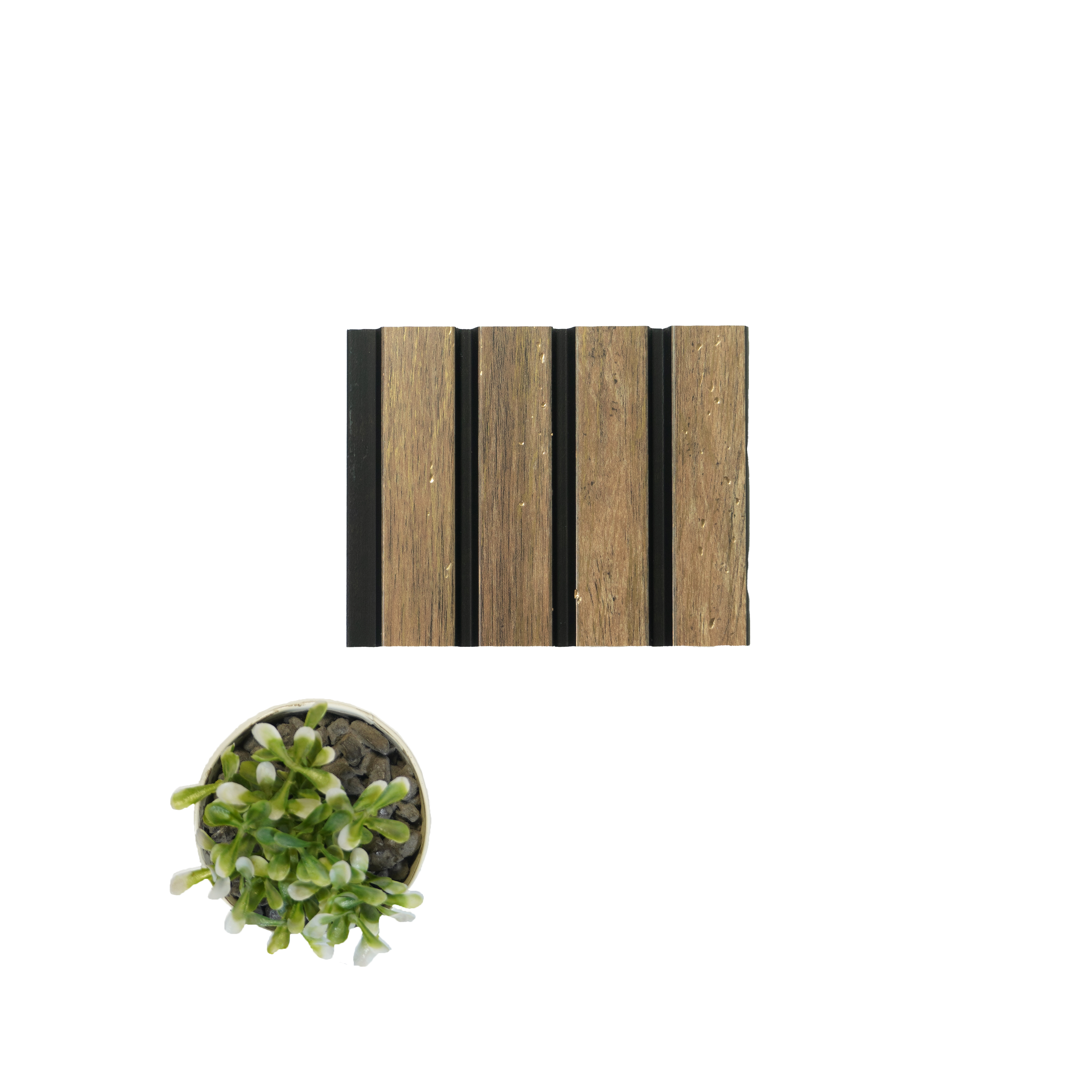 Brown Wooden Louver  4502 8 ft x 4.9 inch Charcoal Panel - 11 mm | Suitable for Feature Wall, TV Unit & Living Room | Width is Subjected to 5% Variation