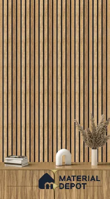 Brown Wooden Louver  4502 8 ft x 4.9 inch Charcoal Panel - 11 mm | Suitable for Feature Wall, TV Unit & Living Room | Width is Subjected to 5% Variation