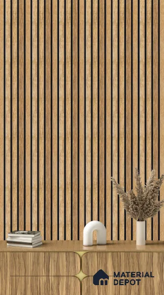 Brown Wooden Louver  4502 8 ft x 4.9 inch Charcoal Panel - 11 mm | Suitable for Feature Wall, TV Unit & Living Room | Width is Subjected to 5% Variation