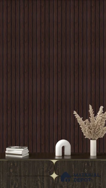 Brown Wooden Louver  4503 8 ft x 4.9 inch Charcoal Panel - 11 mm | Suitable for Feature Wall, TV Unit & Living Room | Width is Subjected to 5% Variation