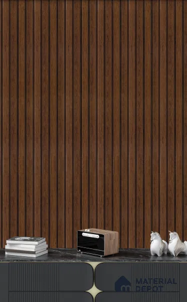 Brown Wooden Louver 4504 8 ft x 4.9 inch Charcoal Panel - 11 mm | Suitable for Feature Wall, TV Unit & Living Room | Width is Subjected to 5% Variation