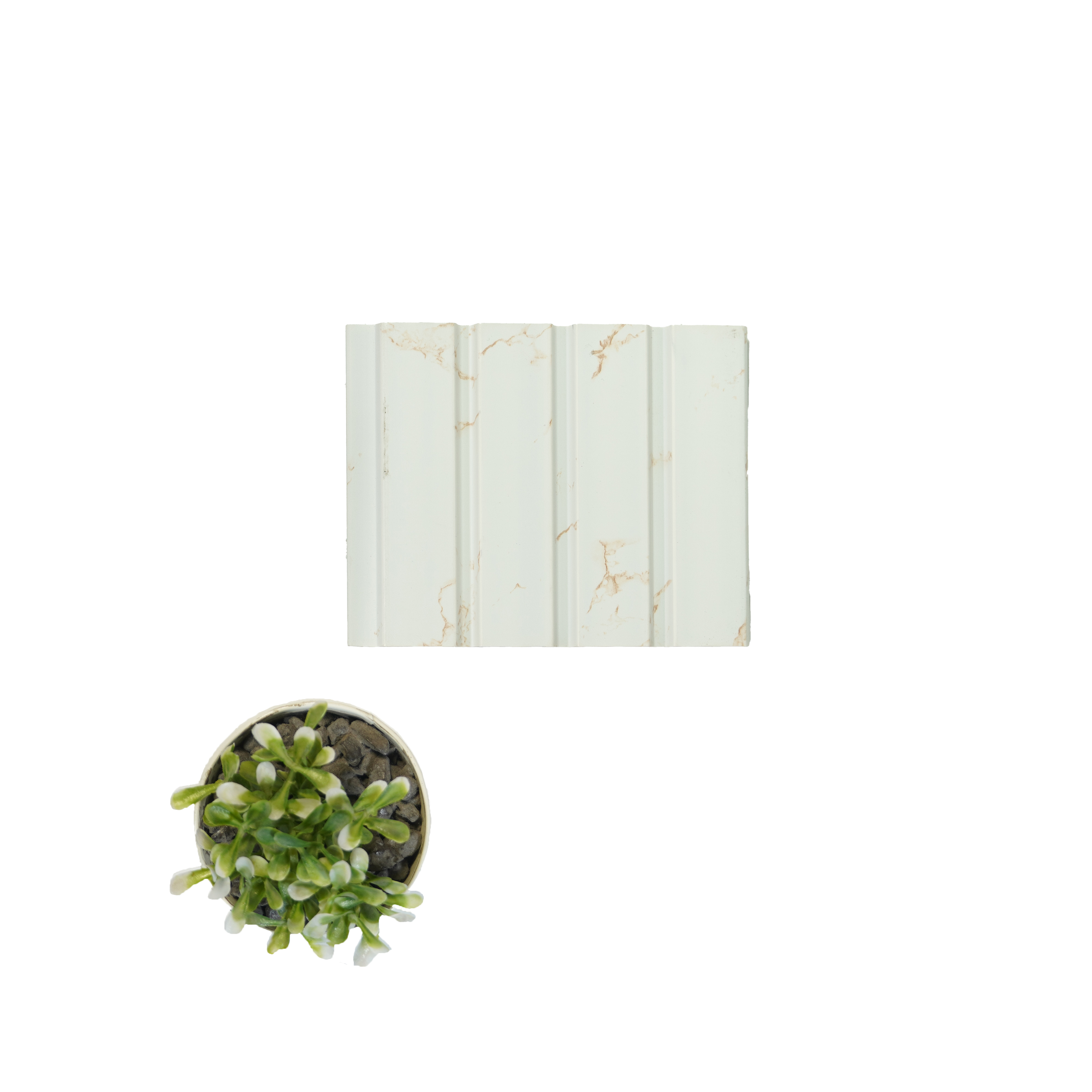 White Marble Louver  4506 8 ft x 4.9 inch Charcoal Panel - 11 mm | Suitable for Feature Wall, TV Unit & Living Room | Width is Subjected to 5% Variation