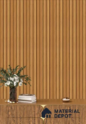 Brown Wooden Louver  4509 8 ft x 4.9 inch Charcoal Panel - 11 mm | Suitable for Feature Wall, TV Unit & Living Room | Width is Subjected to 5% Variation