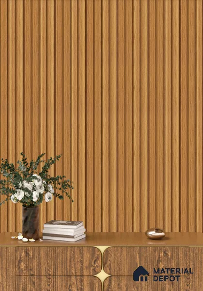 Brown Wooden Louver  4509 8 ft x 4.9 inch Charcoal Panel - 11 mm | Suitable for Feature Wall, TV Unit & Living Room | Width is Subjected to 5% Variation