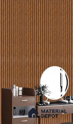 Brown Wooden Louver  4514 8 ft x 4.8 inch Charcoal Panel - 12 mm | Suitable for Feature Wall, TV Unit & Living Room | Width is Subjected to 5% Variation