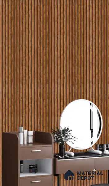 Brown Wooden Louver 4514 8 ft x 4.8 inch Charcoal Panel - 12 mm | Suitable for Feature Wall, TV Unit & Living Room | Width is Subjected to 5% Variation
