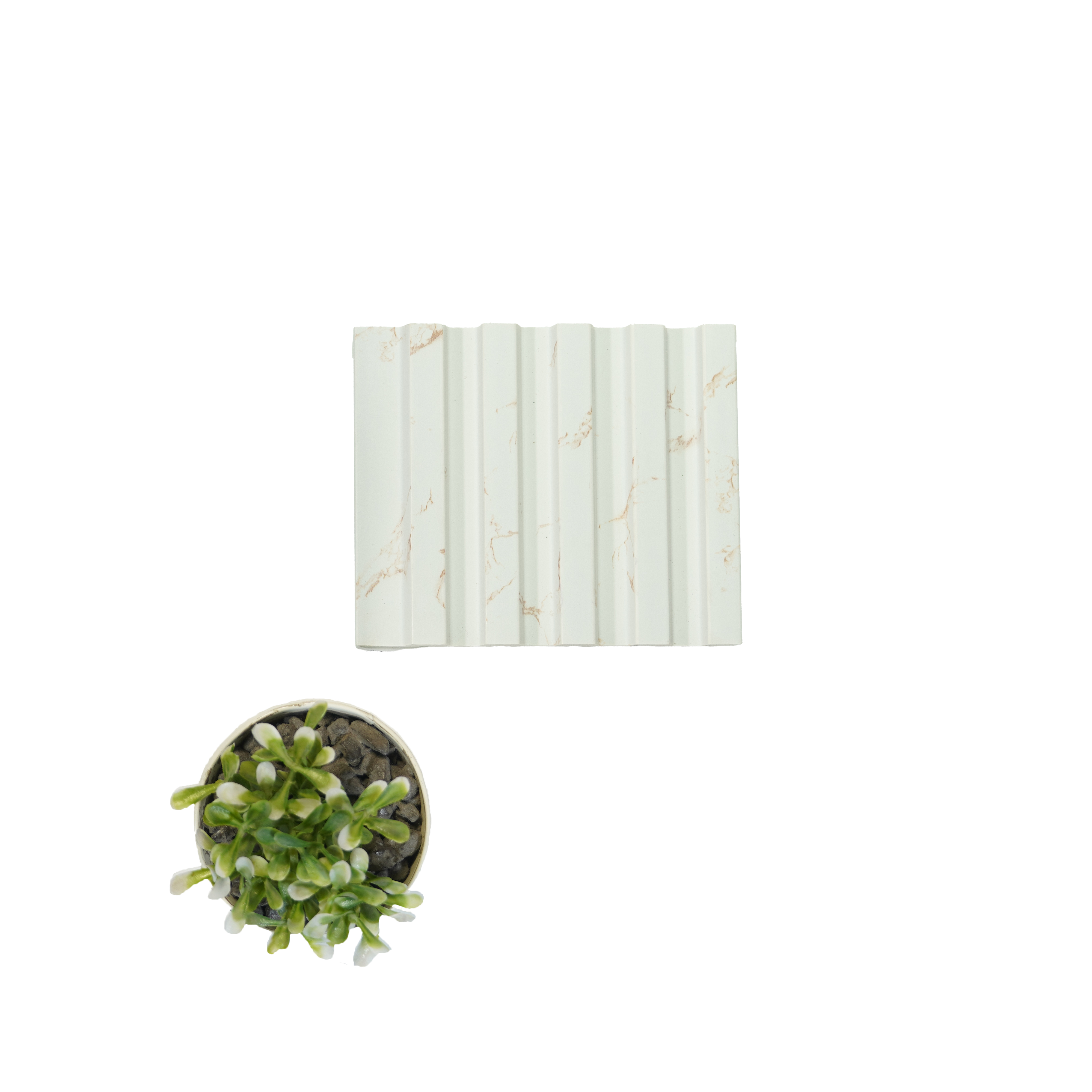 White Marble Louver  4518 8 ft x 4.8 inch Charcoal Panel - 12 mm | Suitable for Feature Wall, TV Unit & Living Room | Width is Subjected to 5% Variation