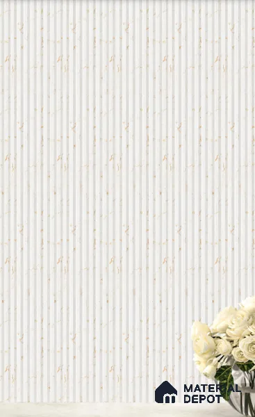 White Marble Louver  4518 8 ft x 4.8 inch Charcoal Panel - 12 mm | Suitable for Feature Wall, TV Unit & Living Room | Width is Subjected to 5% Variation