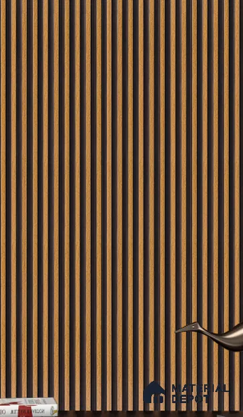 Brown Wooden Louver  4519 8 ft x 4.8 inch Charcoal Panel - 12 mm | Suitable for Feature Wall, TV Unit & Living Room | Width is Subjected to 5% Variation