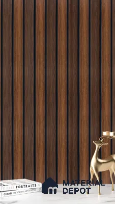 Brown Wooden Louver  4533 8 ft x 4.7 inch Charcoal Panel - 12 mm | Suitable for Feature Wall, TV Unit & Living Room | Width is Subjected to 5% Variation