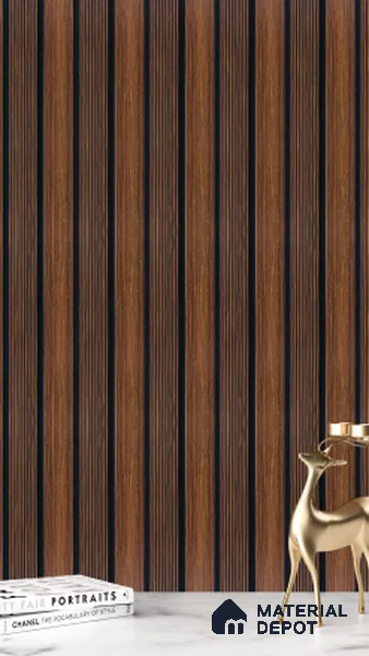 Brown Wooden Louver 4533 8 ft x 4.7 inch Charcoal Panel - 12 mm | Suitable for Feature Wall, TV Unit & Living Room | Width is Subjected to 5% Variation