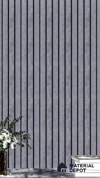 Grey Stone Louver  4702 8 ft x 4.8 inch Charcoal Panel - 12 mm | Suitable for Feature Wall, TV Unit & Living Room | Width is Subjected to 5% Variation