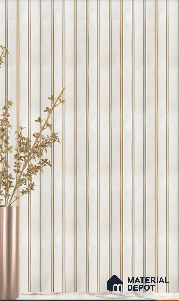 White Marble Louver  4703 8 ft x 4.8 inch Charcoal Panel - 12 mm | Suitable for Feature Wall, TV Unit & Living Room | Width is Subjected to 5% Variation