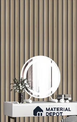 Beige Plain Colour Louver  4710 8 ft x 4.7 inch Charcoal Panel - 12 mm | Suitable for Feature Wall, TV Unit & Living Room | Width is Subjected to 5% Variation