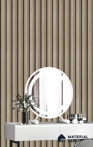 Beige Plain Colour Louver 4710 8 ft x 4.7 inch Charcoal Panel - 12 mm | Suitable for Feature Wall, TV Unit & Living Room | Width is Subjected to 5% Variation