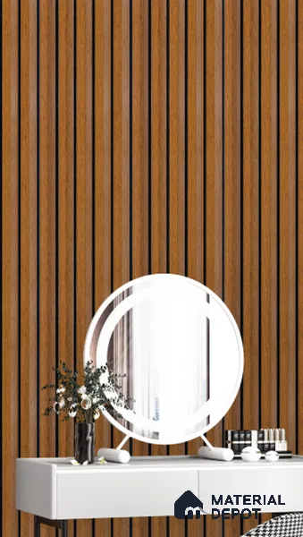 Brown Wooden Louver  4711 8 ft x 4.7 inch Charcoal Panel - 12 mm | Suitable for Feature Wall, TV Unit & Living Room | Width is Subjected to 5% Variation