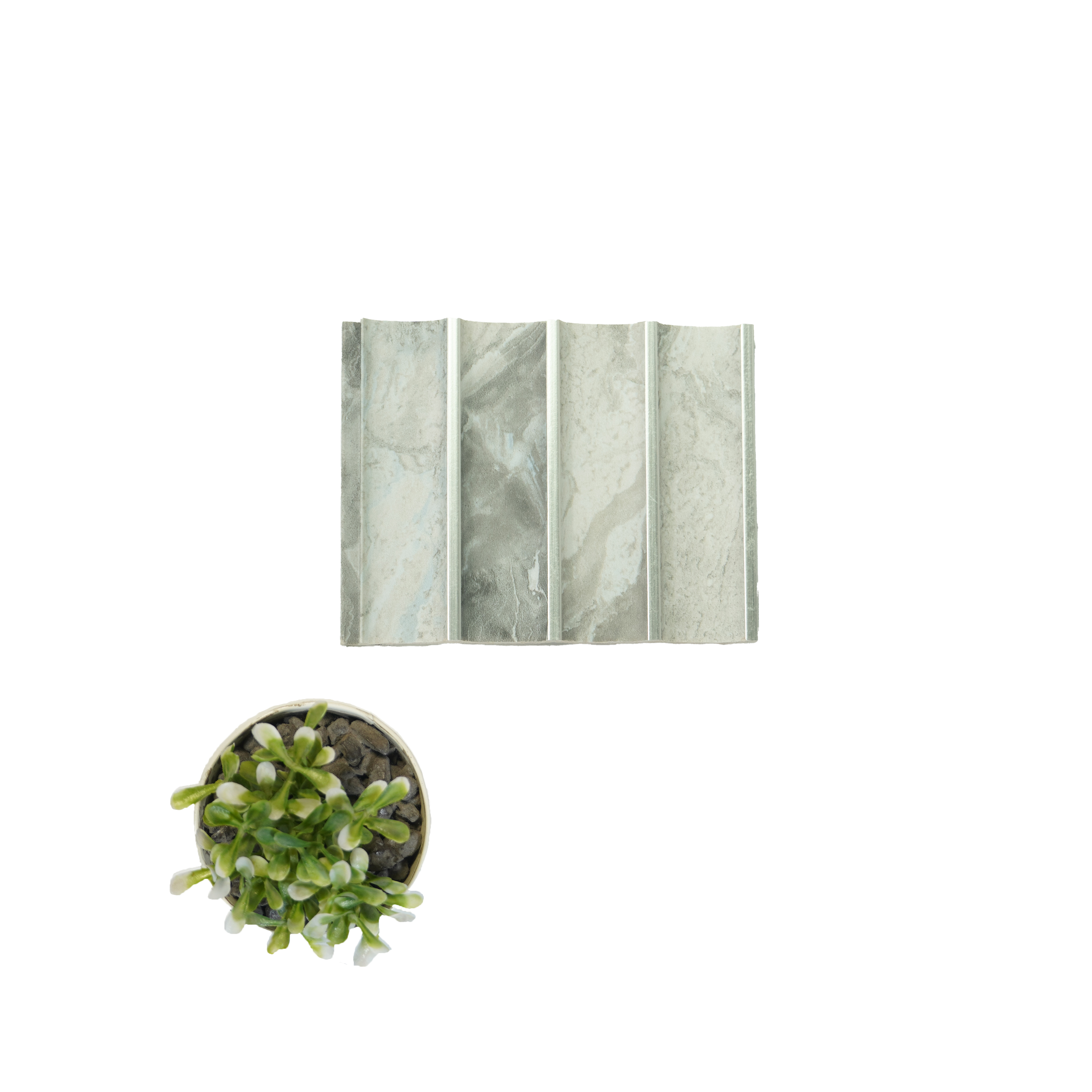 Grey Marble Louver  8522 8 ft x 4.9 inch Charcoal Panel - 12 mm | Suitable for Feature Wall, TV Unit & Living Room | Width is Subjected to 5% Variation
