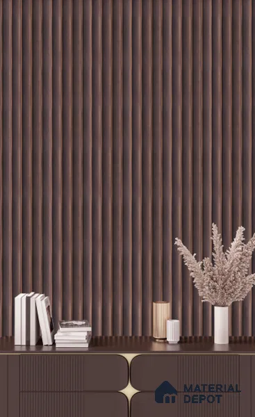 Brown Plain Colour Louver  8523 8 ft x 4.9 inch Charcoal Panel - 12 mm | Suitable for Feature Wall, TV Unit & Living Room | Width is Subjected to 5% Variation