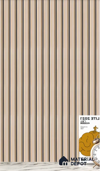Beige Plain Colour Louver  8527 8 ft x 4.9 inch Charcoal Panel - 12 mm | Suitable for Feature Wall, TV Unit & Living Room | Width is Subjected to 5% Variation