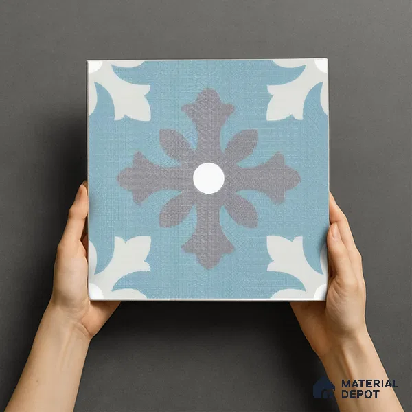 Moroccan Floor & Wall Tile TL 07311 Ocean Motif 1 ft x 1 ft Ceramic Matte Finish - 9 mm | Suitable For Kitchen, Bathroom, Living Area | Please Expect a Slight Variation of Pattern (Sample)