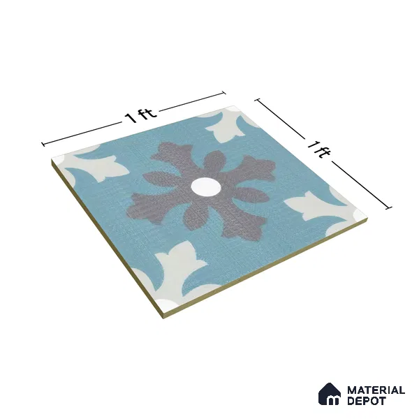 Moroccan Floor & Wall Tile TL 07311 Ocean Motif 1 ft x 1 ft Ceramic Matte Finish - 9 mm | Suitable For Kitchen, Bathroom, Living Area | Please Expect a Slight Variation of Pattern (Sample)