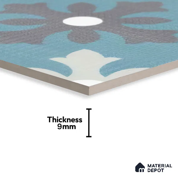 Moroccan Floor & Wall Tile TL 07311 Ocean Motif 1 ft x 1 ft Ceramic Matte Finish - 9 mm | Suitable For Kitchen, Bathroom, Living Area | Please Expect a Slight Variation of Pattern (Sample)