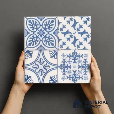 Moroccan Floor & Wall Tile TL 07295 Safi Blue 1 ft x 1 ft Ceramic Matte Finish - 9 mm | Suitable For Kitchen, Bathroom, Living Area (Sample)