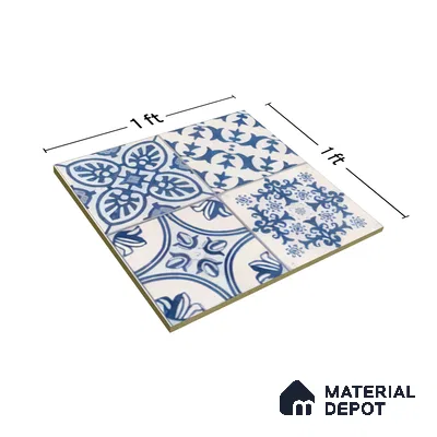 Moroccan Floor & Wall Tile TL 07295 Safi Blue 1 ft x 1 ft Ceramic Matte Finish - 9 mm | Suitable For Kitchen, Bathroom, Living Area (Sample)